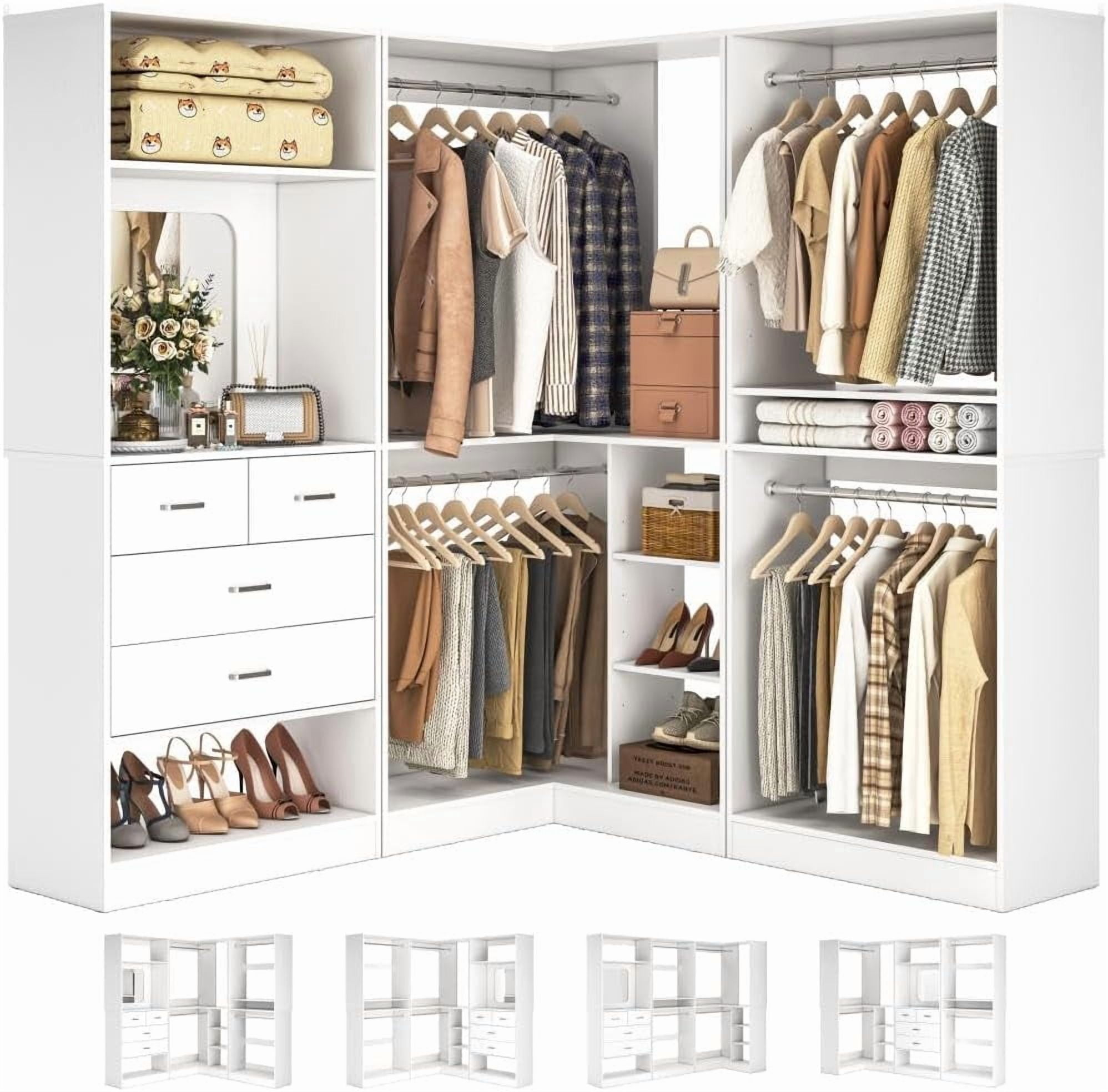 Homieasy Closet System with Drawers & Hanging Area, 4.7-6.8 ft L