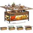 Homieasy Convertible Coffee Table with Storage, LED and Outlet ...