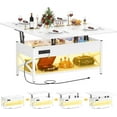 thumbnail image 1 of Homieasy Coffee Table Lift Top with LED Light and Power Outlet, Multi-Function Coffee Table Converts to Dining Table, Center Table with Shelves for Living Room Reception Home Office, White, 1 of 7