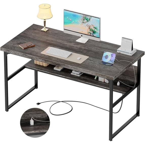 Waltmart Desk Computer In Store Homieasy Computer Desk with Power Outlets, Executive Desk with Extra ...