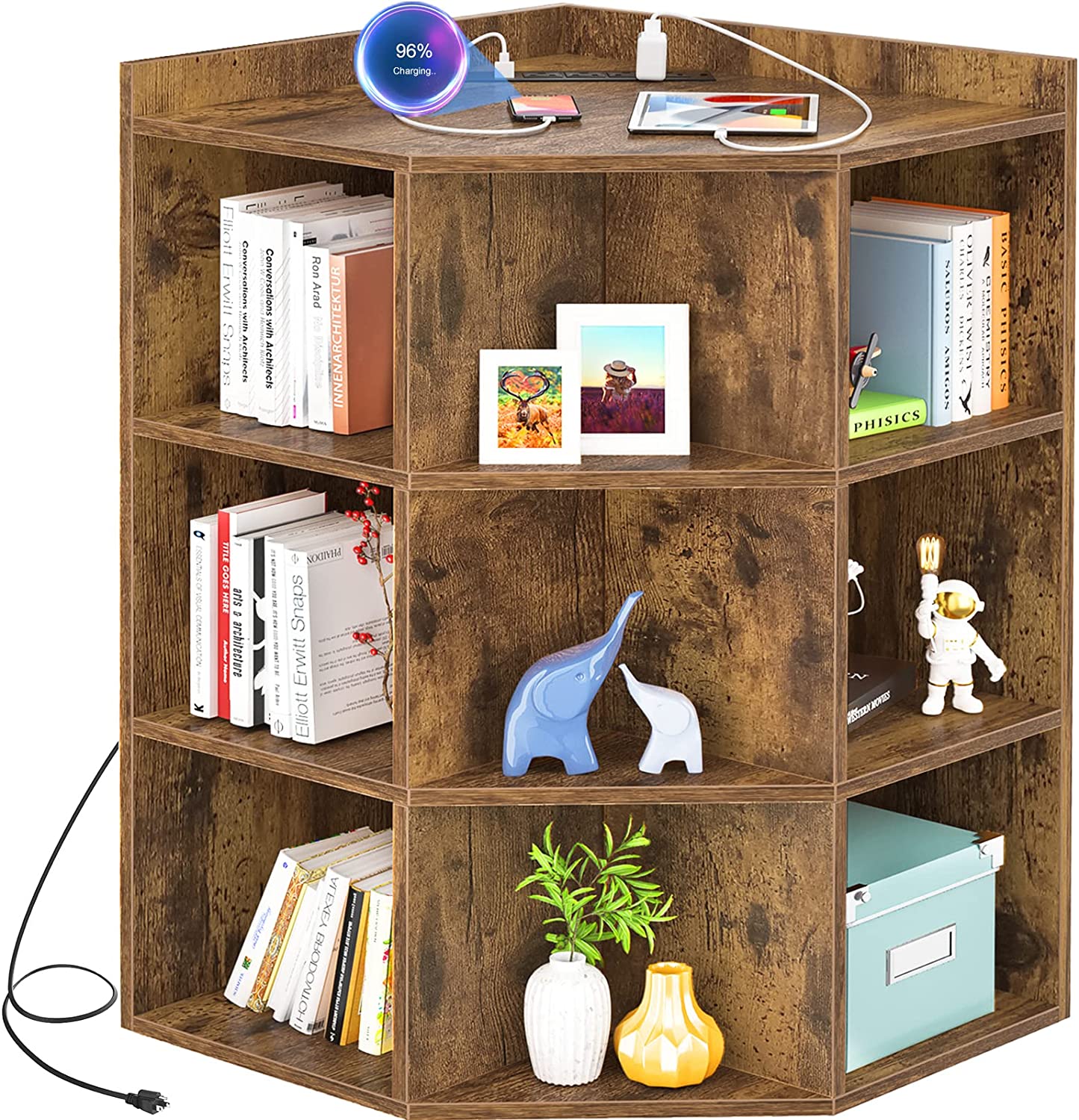 9Cubby Kids Corner Toy Storage Shelf Bookcase w/ Fabric Bins