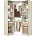 thumbnail image 1 of Homieasy Corner Closet System with 12 Shelves, 40" Large Corner Closet Organizer System with 2 Hanging Rods, Versatile 6-Tier Walk-in Closets for Corner Space, White Oak, 1 of 9