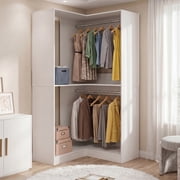 Homieasy 32'' W Corner Closet System with Hanging Rod, White