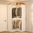 thumbnail image 1 of Homieasy Corner Closet System, 32 Inches Wide Wood Corner Unit with 2 Hanging Rods and All Hardware Kits, 3-Tier 80'' Height Corner Wood Closet Tower, White, 1 of 8