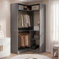 thumbnail image 1 of Homieasy 34" W Corner Closet System with Hanging Rods, Gray, 1 of 7