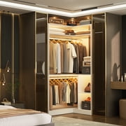 Homieasy 34" W Corner Closet System with Hanging Rods, White
