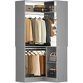 thumbnail image 1 of Homieasy Corner Closet System with Shelves, 34’’ Closet Organizer System with Hanging Rods, Wood Walk-in Closets for Corner Small Space,Freestanding Corner Tower, L Shaped Garment Rack, Gray, 1 of 7