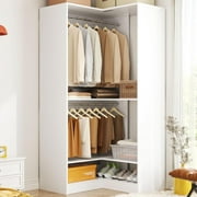 Homieasy Corner Closet System, 31 Modular Corner Closet Organizer System with 2 Hanging Rods and Shelves for Walk-in Closet, Bedroom, White