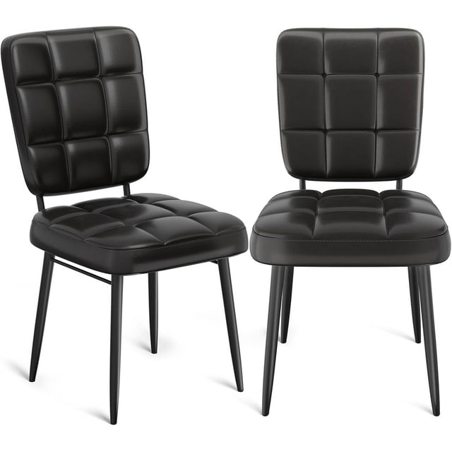 Homieasy Dining Chairs Set of 2, Upholstered Dining Room Kitchen Chairs with Thick Cushion, High Backrest, Metal Legs, Mid Century Modern Side Chair for Home Living Room Cafe Restaurant, Black