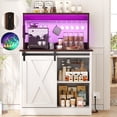 thumbnail image 1 of Homieasy Farmhouse Coffee Bar Cabinet with Charging Station, LED Lighting, Adjustable Shelves & Rustic Sliding Barn Door Design for Kitchen, Dining, or Living Room, Rustic & White, 1 of 9
