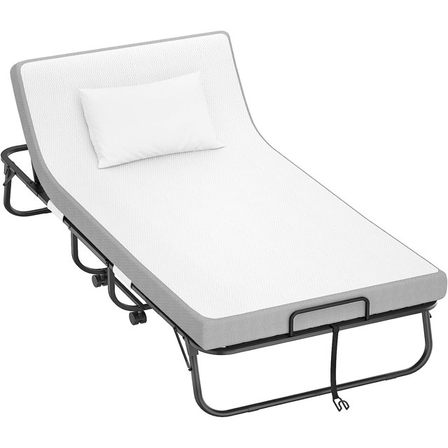 Homieasy Folding Bed with Mattress, 6 Adjustable Positions Backrest, Rollaway Bed for Adults