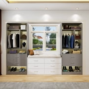 Homieasy Freestanding 24" Closet System with 2 Wood Drawers, 2FT Small Closet Organizer System with 6 Shelves & Hanging 