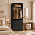 thumbnail image 1 of Homieasy Freestanding 2FT Closet System with 3 Wood Drawers, 24" Closet Organizer System with Hanging Rod & Shelves, Walk-in Closet Systems for Small Closets, Black, 1 of 8