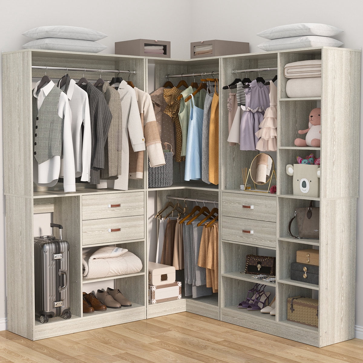 Homieasy Big Freestanding Closet System, 3 Sets, 110'' Wardrobe