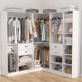 thumbnail image 1 of Homieasy 71'' - 110'' W Closet System with Wooden Drawers and Hanging Rods, White, 1 of 7