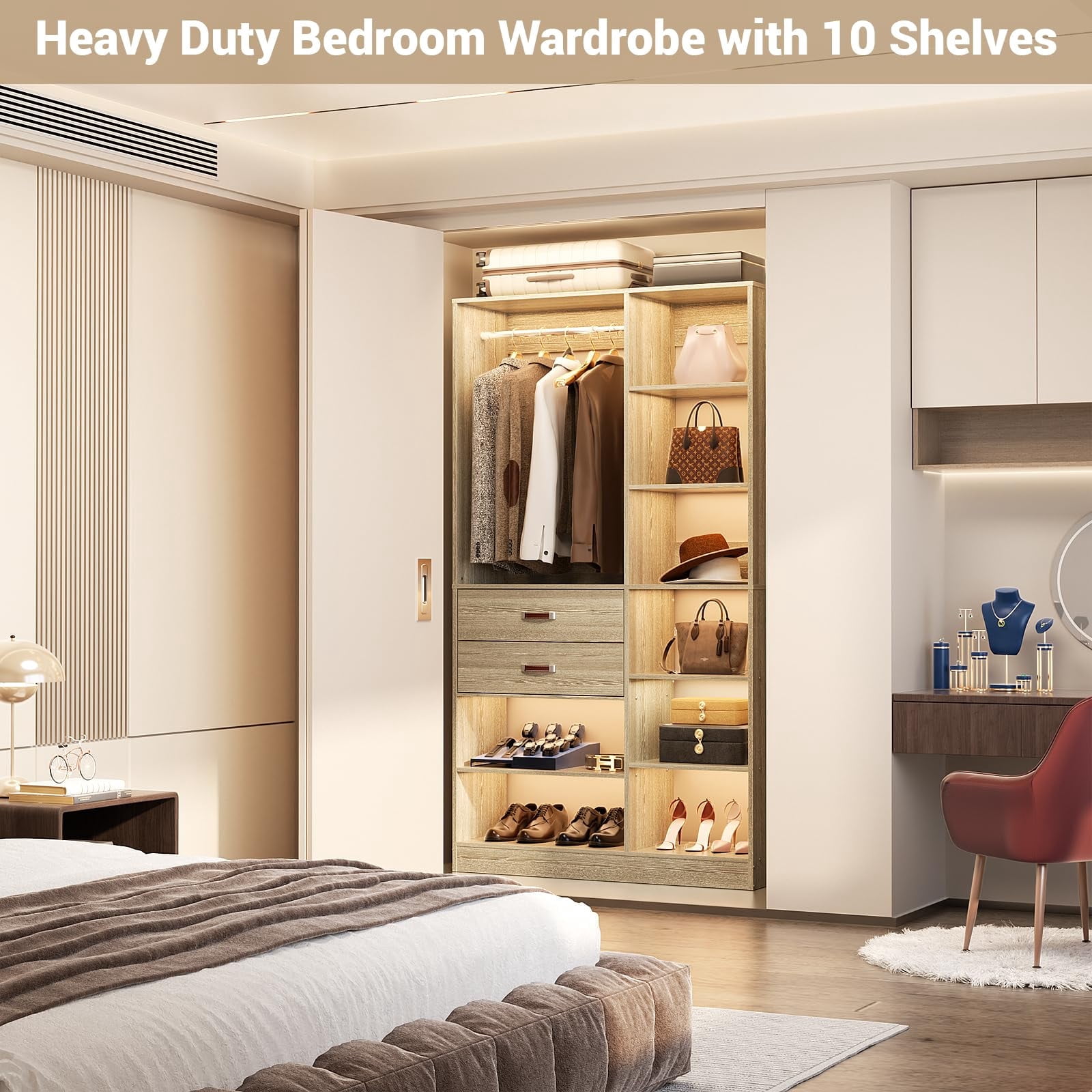 Homieasy Freestanding Closet System, 40 Inches Stand-Alone Wardrobe