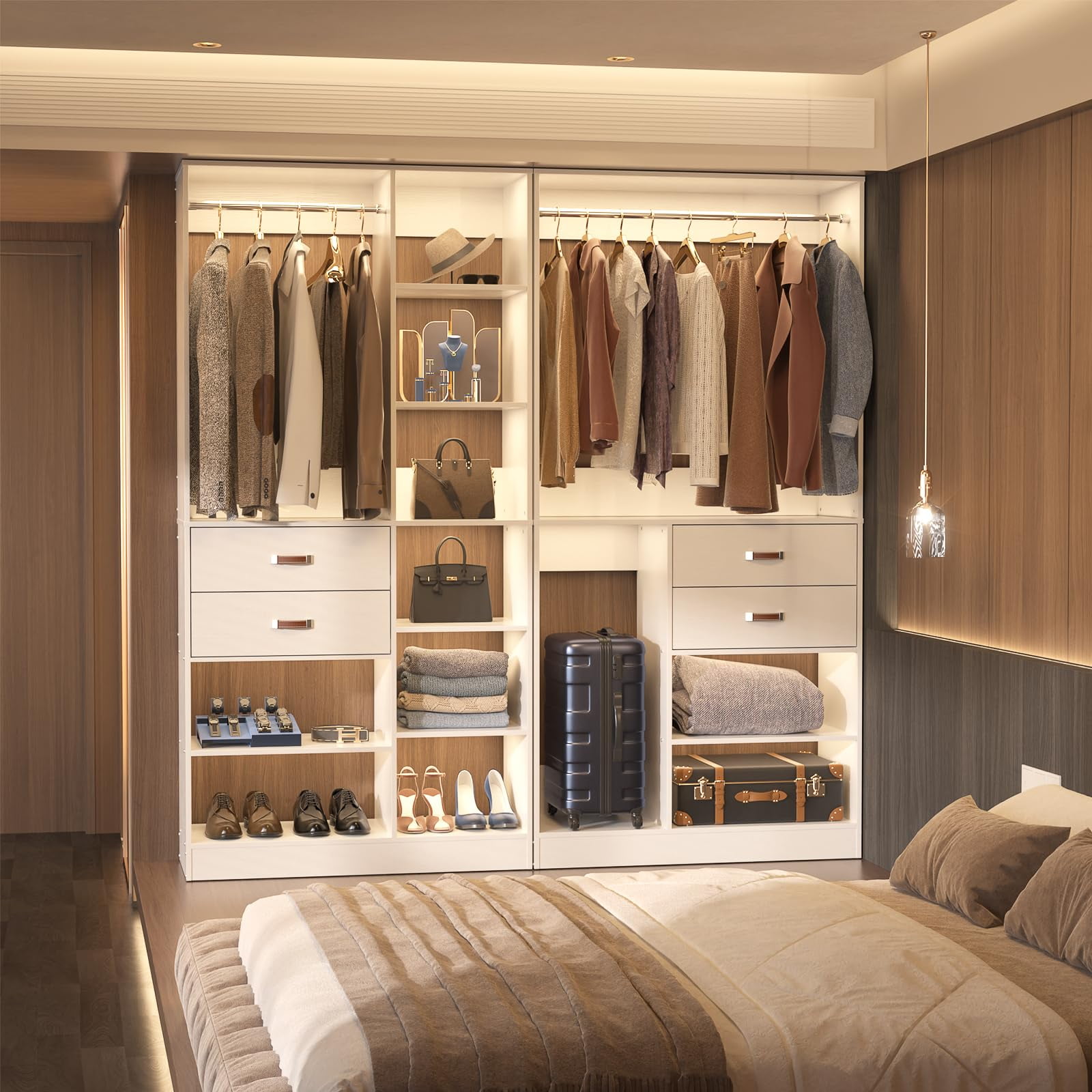 Homieasy 40'' Freestanding Closet System with 10 Shelves, 2 Drawers