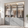 thumbnail image 1 of Homieasy Freestanding Closet System Set - 3-Pack with 3 Wood Drawers Each,With Hanging Rod & Shelves, 24"L x 15"W x 80"H,Gray, 1 of 9