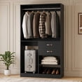 thumbnail image 1 of Homieasy 40'' W Closet System with Wooden Drawers and Hanging Rods, Black, 1 of 7