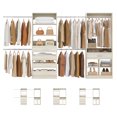 thumbnail image 1 of Homieasy Freestanding Wardrobe Closet sets with 5 Wooden Drawers & 4 Hanging Rods, Cubby Storage & Tower Design for Walk-in Closet Organization，White Oak, 1 of 4