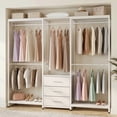 thumbnail image 1 of Homieasy 39.5'' - 65.5" W Closet System with Drawers and Hanging Rods, White, 1 of 7
