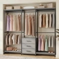 thumbnail image 1 of Homieasy 39.5'' - 65.5" W Closet System with Drawers and Hanging Rods, Grey, 1 of 7