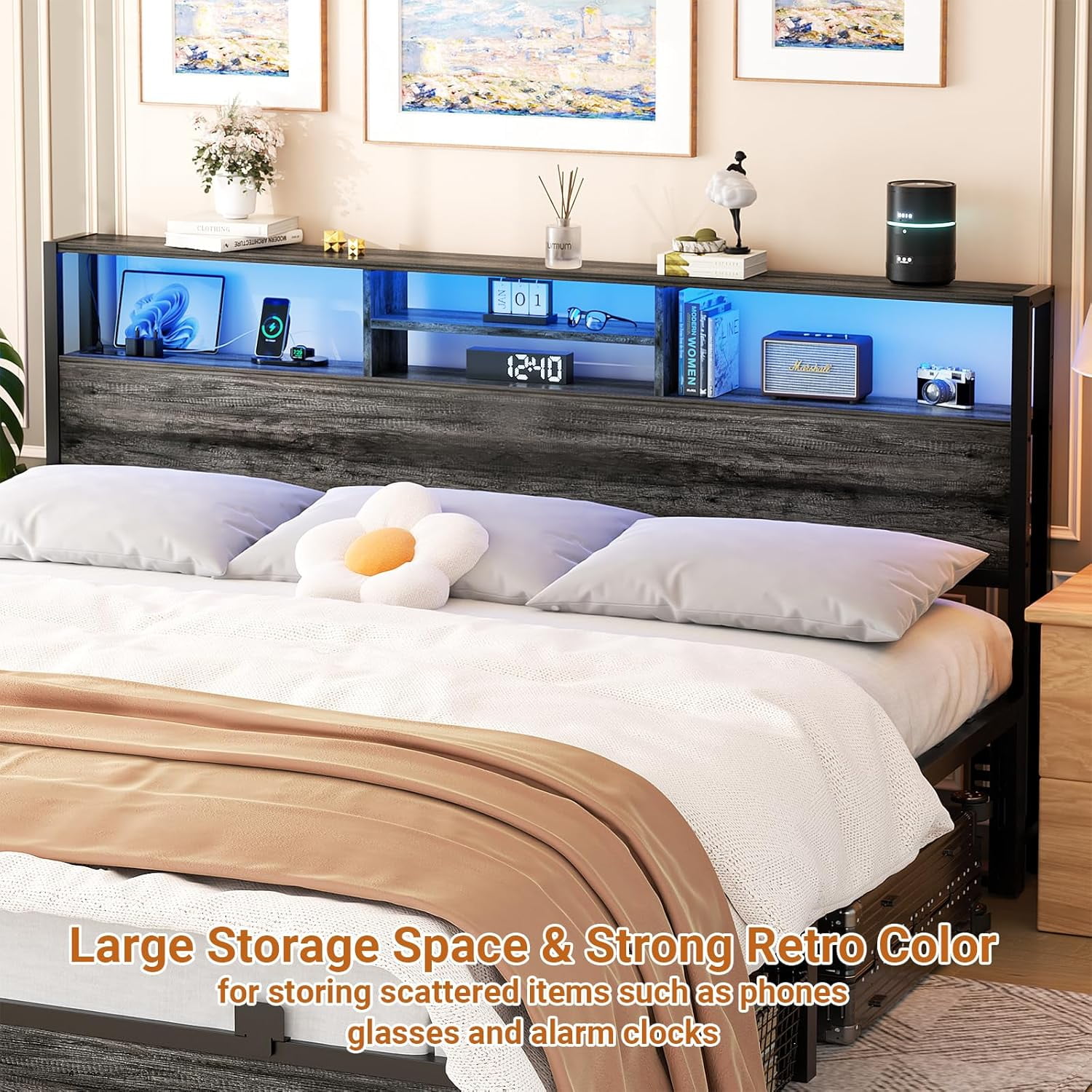 Homieasy Headboard for King Size Bed with Storage, Headboards with ...