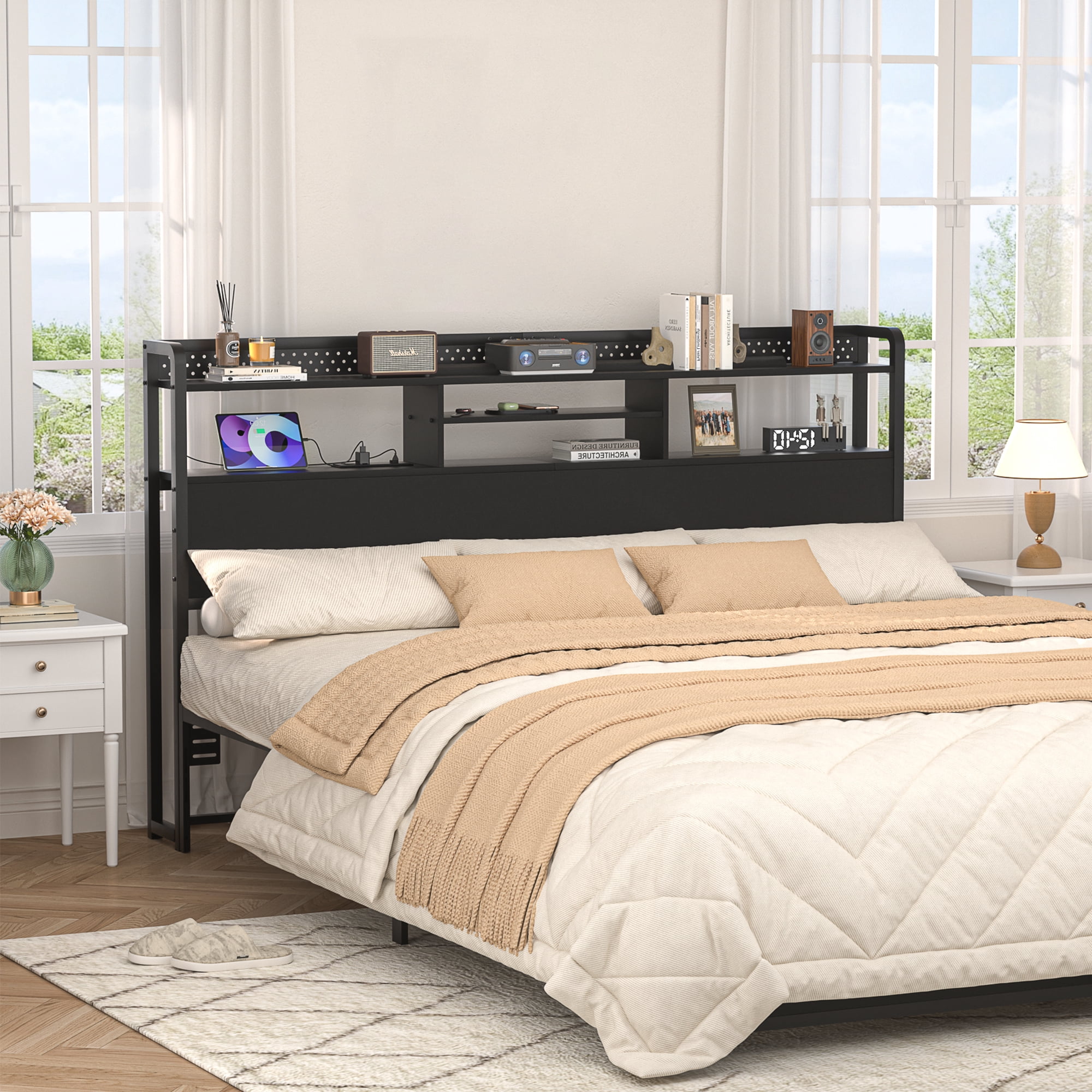 Homieasy Headboard for King Size Bed with Storage Shelf, Head board