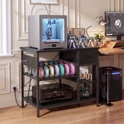 Homieasy Heavy Duty 3D Printer Stand with Power Outlet & Filament Storage, 5-Shelf Printer Workstation Table with Drawer for Home & Office, Black