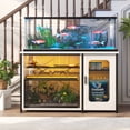 thumbnail image 1 of Homieasy Heavy Duty 55-75 Gallon Aquarium Stand with Power Outlets, LED Light & Storage Cabinet - Reversible Metal Fish Tank Stand, 880LBS Capacity,White, 1 of 7