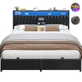 thumbnail image 1 of Homieasy King Upholstered Platform Bed with LED Lights and Storage, Black, 1 of 7