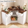 thumbnail image 1 of Homieasy L-Shaped Corner Cabinet, Kitchen Pantry Storage Cabinet with Built-In Outlets & 360° Lazy Susan, Farmhouse Coffee Bar Cabinet,Corner Pantry for Kitchen Dining Living Room,White, 1 of 7