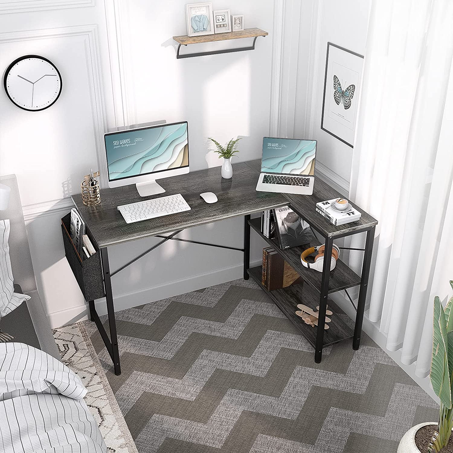 Mainstays Retro Computer Desk, Distressed Gray Oak