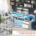 thumbnail image 1 of Homieasy L Shaped Desk with Power Outlet, Reversible L Shaped Computer Desk with File Drawer & Monitor Stand, Gaming Desk with LED Strip, Home Office Desk Corner Desk with Storage Shelf, White, 1 of 8