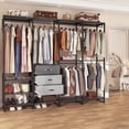thumbnail image 1 of Homieasy Closet System with Wooden Drawers, Closet Organizer System with Hanging Rods, Black Oak, 1 of 9