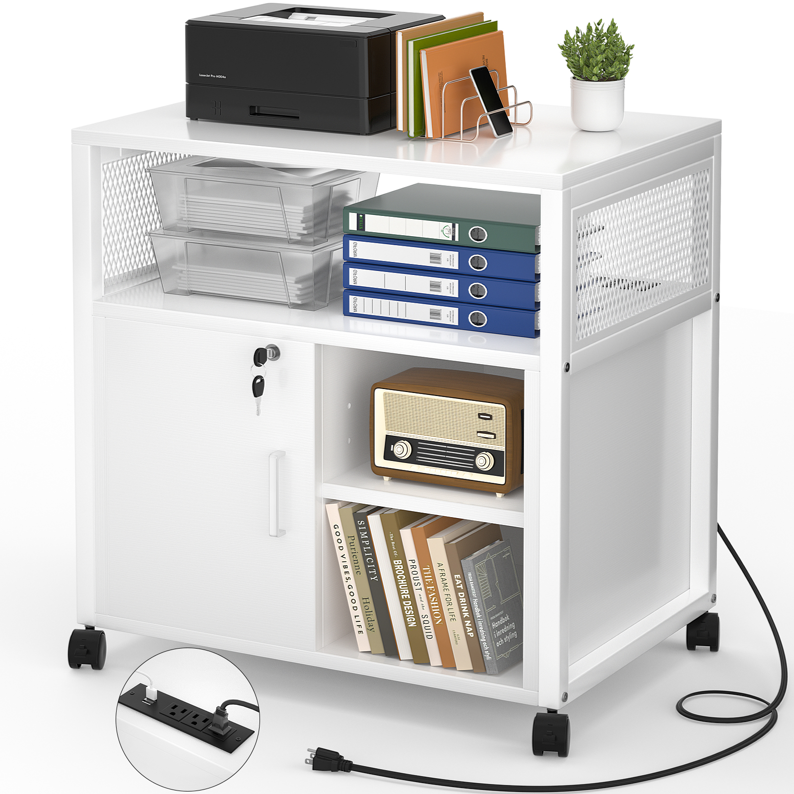 Homfa File Mobile Lateral Filing with Wheels, Large