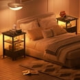 thumbnail image 1 of Homieasy Nightstand Set of 2 with Charging Station, End Table Bedside Table with LED Lights, Modern Nightstands with Drawers and Storage Shelf, Wood Night Stands for Bedroom, Living Room, Black, 1 of 9