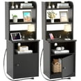 Homieasy Nightstands Set of 2 with Charging Station and USB Ports, 47" Tall Bedside Table with