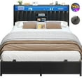 thumbnail image 1 of Homieasy Queen Bed Frame with Charging Station & Led Lights Noise-Free Bed, Black, 1 of 7