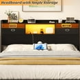 Homieasy Queen Headboard with Drawer Storage and LED Light, Wood