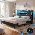 thumbnail image 1 of Homieasy Queen Size Bed Frame with Headboard, Metal Platform Bed Frame with Reversible Storage Bookcase Headboard, Charging Station and LED Light, No Box Spring Needed/Noise Free, Black, 1 of 7