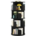 thumbnail image 1 of Homieasy Rotating Bookshelf, 360 Display Corner Bookshelf for Small Space, 4 Tier Floor Standing Bookcase Storage Rack, Wood Narrow Book Shelf Organizer for Bedroom, Living Room, Study Room, Black, 1 of 8