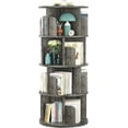 thumbnail image 1 of Homieasy Rotating Bookshelf, 360 Display Corner Bookshelf for Small Space, 4 Tier Floor Standing Bookcase Storage Rack, Wood Narrow Book Shelf Organizer for Bedroom, Living Room, Study Room, Grey Oak, 1 of 7