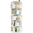 thumbnail image 1 of Homieasy Rotating Bookshelf, 360 Display Wood Spinning Bookshelf Tower, 5 Tier Floor Standing Bookcase Storage Rack, Revolving Bookcase Corner Bookshelf for Small Space, White, 1 of 7