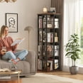 thumbnail image 1 of Homieasy Rotating Bookshelf, Corner Bookshelf, 360 Display Wood Spinning Bookshelf, Floor Standing Bookcase Narrow Shelf Revolving Organizer Storage Rack for Small Space, Rustic Brown, 1 of 6