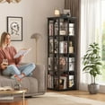 thumbnail image 1 of Homieasy Rotating Bookshelf, Corner Bookshelf, 360 Display Wood Spinning Bookshelf, Floor Standing Bookcase Narrow Shelf Revolving Organizer Storage Rack for Small Space, Black, 1 of 7