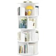 thumbnail image 1 of Homieasy Rotating Bookshelf, Small Corner Bookshelf for Small Space, 360 Display 4 Tier Floor Standing Bookcase Storage Rack, Wood Narrow Book Shelf Organizer for Bedroom, Living Room, White, 1 of 7