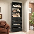 thumbnail image 1 of Homieasy Space-Saving Modular Closet Organizer System with 4 Drawers & Adjustable Shelves - Wood Storage Cabinet for Bedroom/Entryway, Easy Assembly Tall Wardrobe Unit in Black Finish, 1 of 8