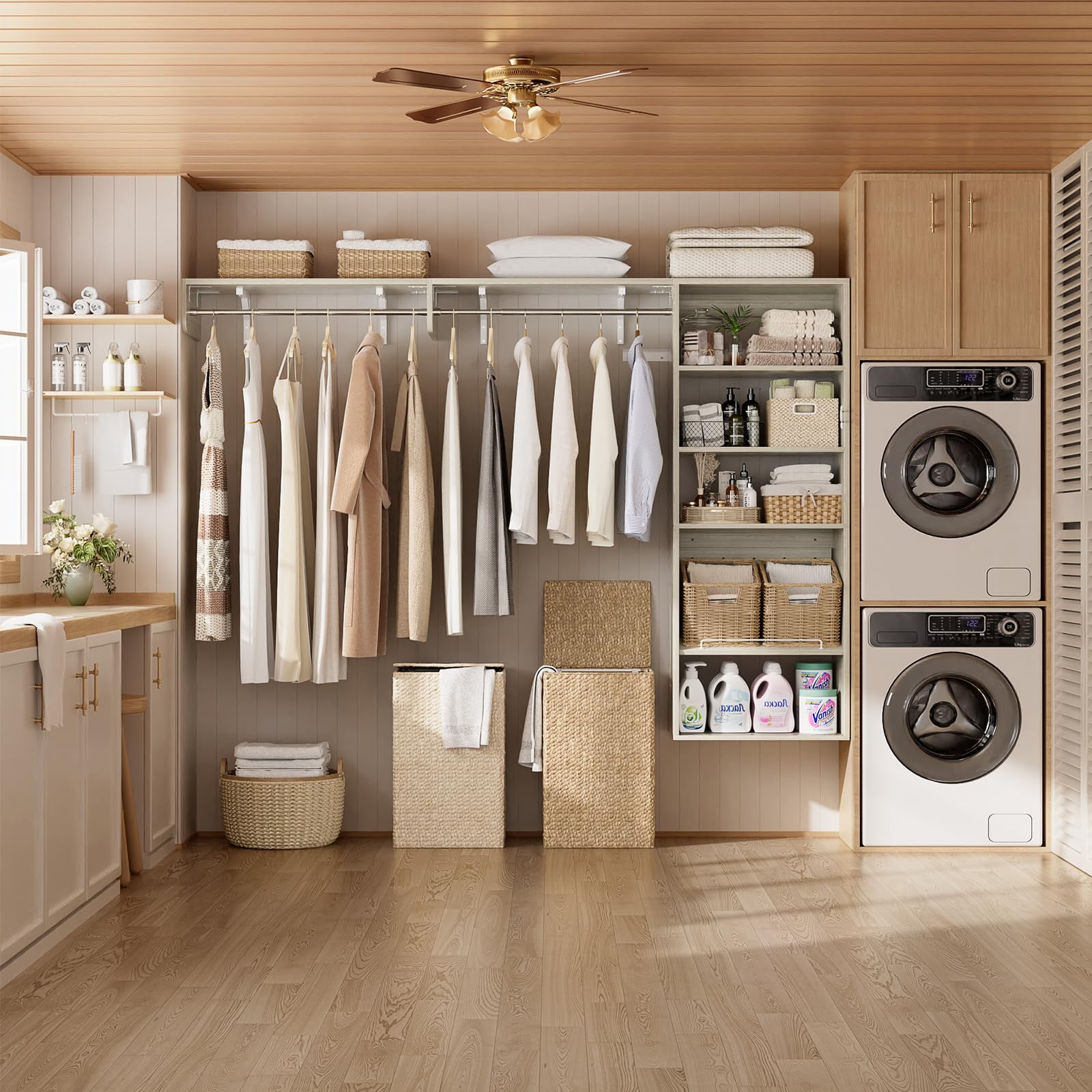 Homieasy 8FT Wall-Mounted Laundry Shelf Over Washer & Dryer, Space ...