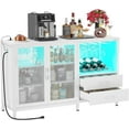 Homieasy Wine Bar with LED Lights and Outlets, Coffee Bar